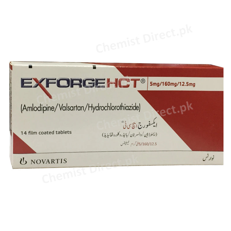 Exforge Hct 5 160 12.5Mg Tab Tablet Novartis Pharma Pakistan Ltd Anti Hypertensive Amlodipine 5mg Valsartan 160mg Hydrochlorothiazide 12.5mg 