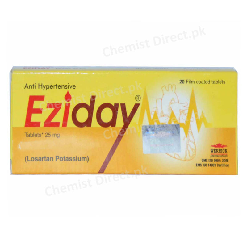 Eziday 25mg Tablet Werrick Pharmaceuticals Anti-Hypertensive Losartan Potassium