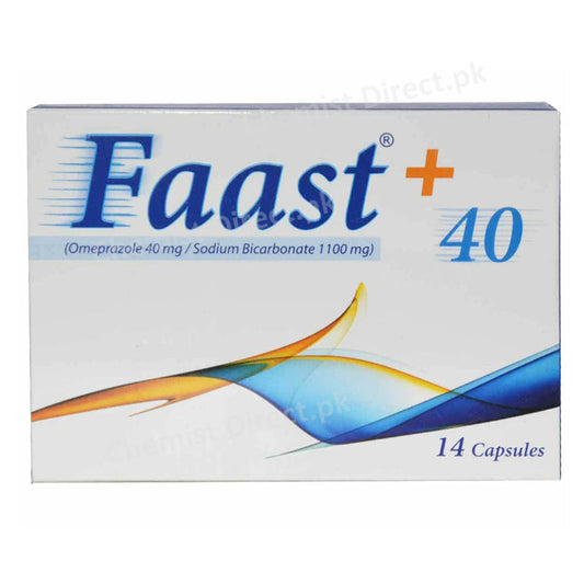 Faast Plus Capsule 40mg/1100mg CCL Pharmaceuticals Anti-Ulcerant Omeprazole 40mg, Sodium Bicarbonate 1100mg