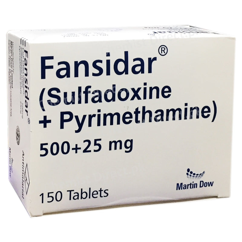 Fansidar 500 25mg Tab Tablet Martin Dow Pharmaceutical Limited Anti Malarial Sulfadoxine 500mg Pyrimethamine 25mg