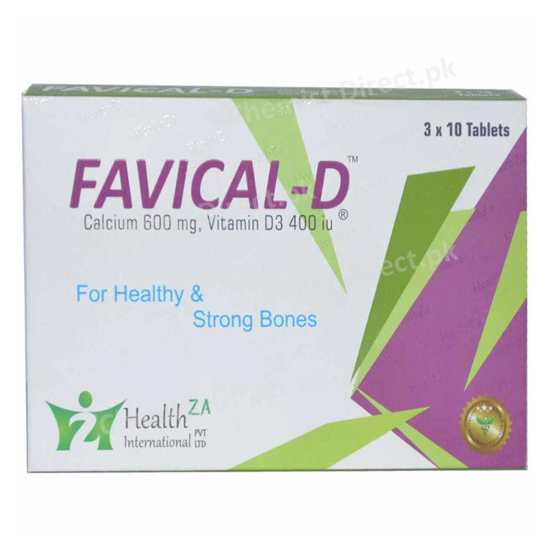 Favical D Tab Tablet Healthza Pharma Calcium 600mg Vitamin D 3400IU