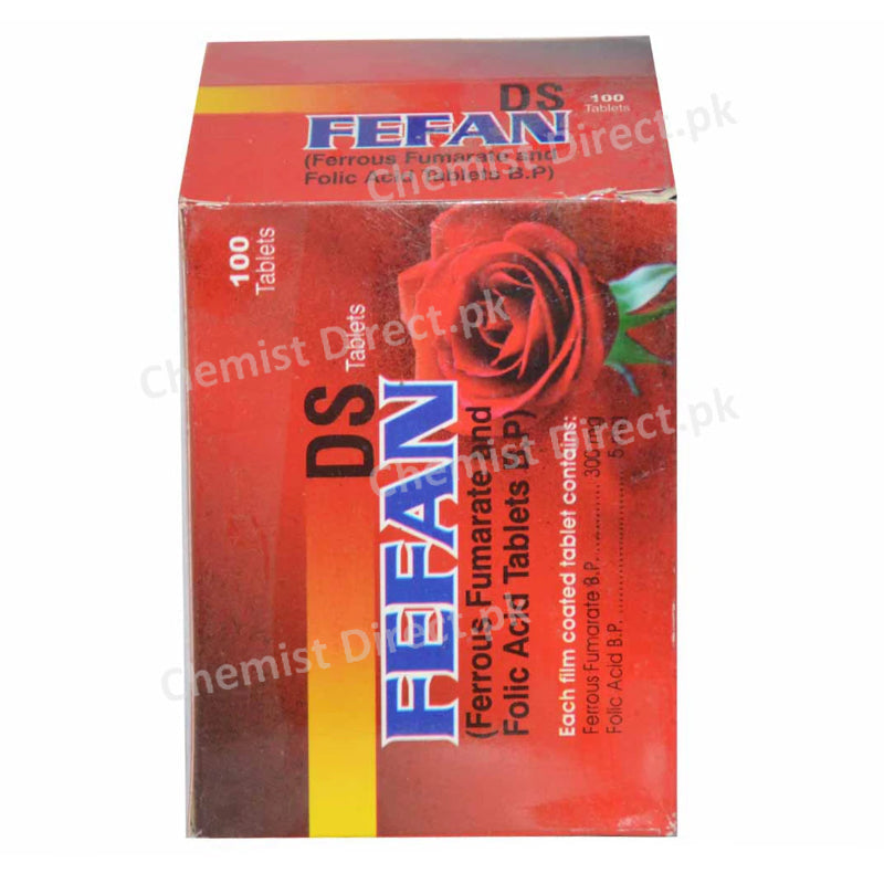 Fefan Ds 300+5mg Tablet Anti-Anemic Ferrous Fumarate 300mg, Folic Acid 5mg Amson Pharma