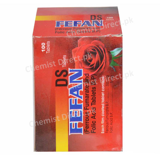 Fefan Ds 300+5mg Tablet Anti-Anemic Ferrous Fumarate 300mg, Folic Acid 5mg Amson Pharma