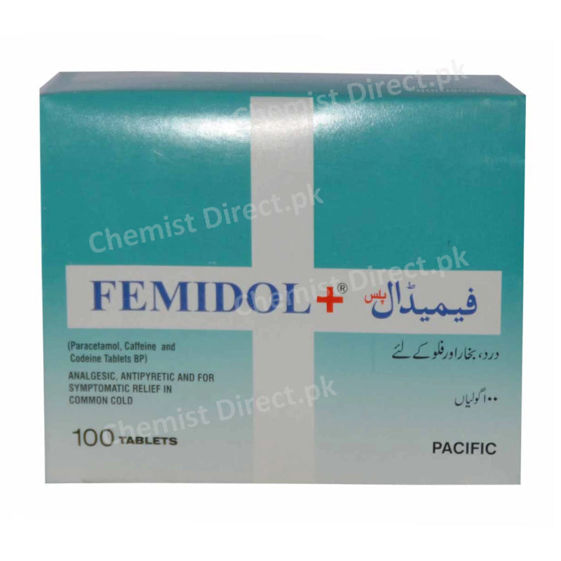 Femidol Plus Tablet Pacific Pharmaceuticals Analgesic Codeine 15mg, paracetamol 500mg, caffeine 15mg