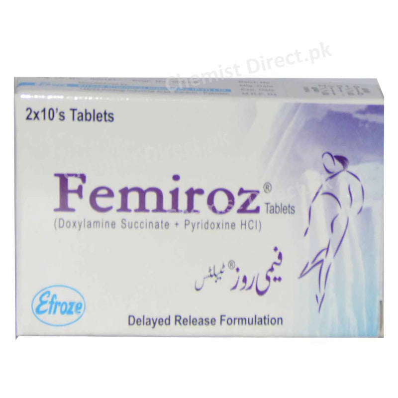 Femiroz 10/10mg Tablet Doxylamine Succinate 10mg & Pyridoxine Hcl 10mg Efroze Chemical Nausea And Vomiting During Pregnancy