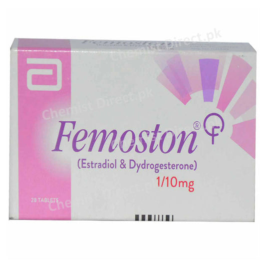 Femoston 1/10mg Tablet Post menopausal syndrome Estradiol 1mg, Dydrogesterone 10mg Abbott Pharma