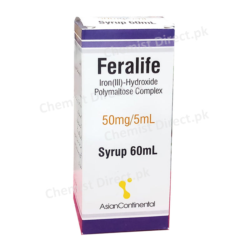 Feralife Syrup 60ml Asian Continental Pharma Iron111 Hydroxide Polymaltose Complex 50mg/5ml