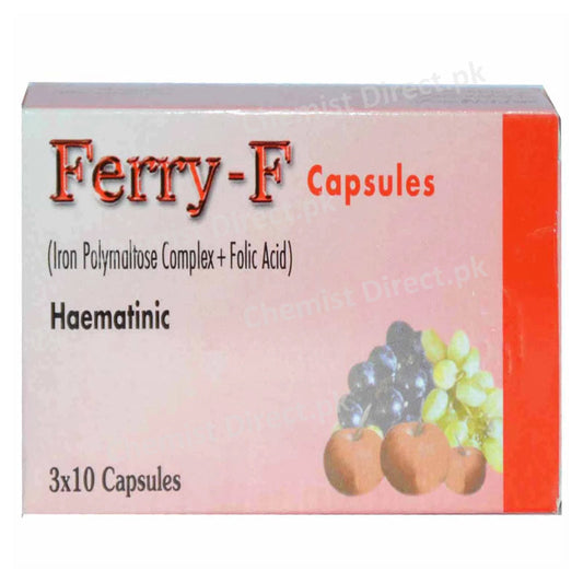 Ferry F Cap Tabros Pharma Pvt Ltd Anti Anemic Folic Acid 0.75mg Iron Hydroxide Poly Maltose Complex 100mg