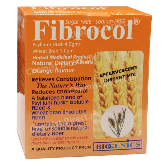 Fibrocol Orange Husk Sachet Biogenics Pharma Nutritional Supplement Psyllium Husk 4gm ,Wheatbran 1gm
