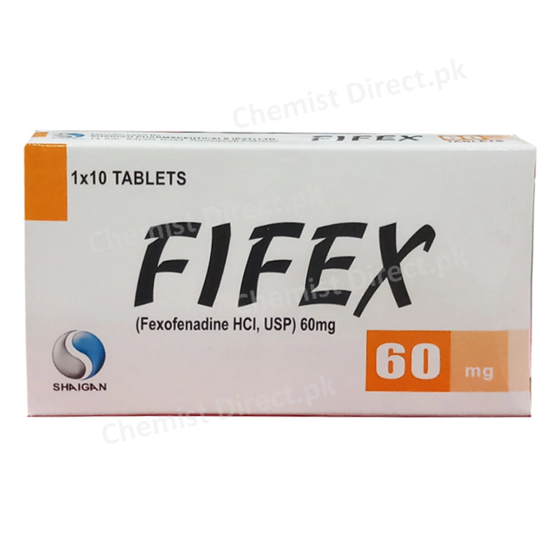 Fifex 60mg Tablet Shaigan Pharmaceuticals Anti-Histamine Fexofenadine Hcl Usp