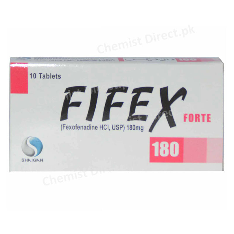 Fifex Forte 180mg Tablet Shaigan Pharmaceuticals Anti-Histamine Fexofenadine Hcl