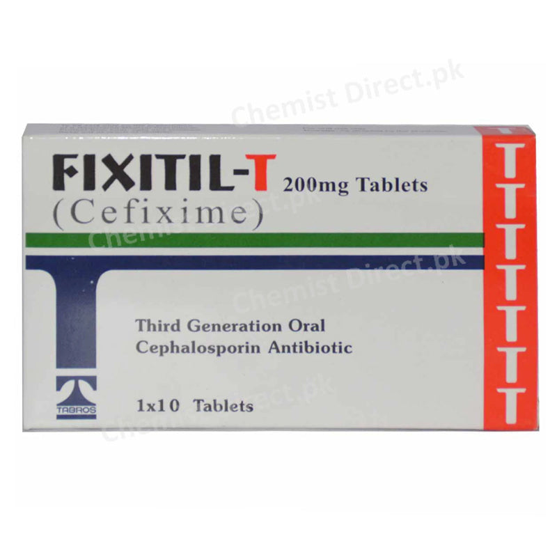 Fixitil-T Tablet 200mg Cefixime Tabros Pharma Cephalosporin Antibiotic