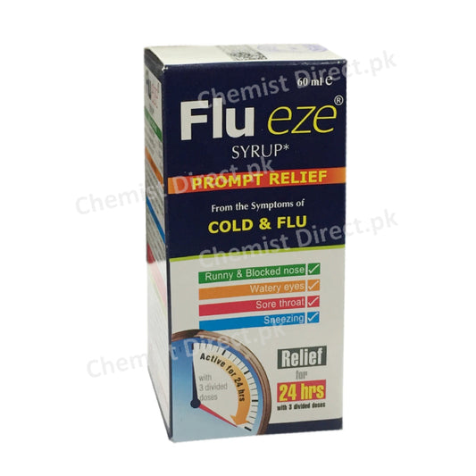 Flueze 60ml syrup Werrick Pharmaceuticals Cold Preparations Without Anti Infectives Pseudoephedrine 15mg Mepyramine Maleate Pheniramine Maleate