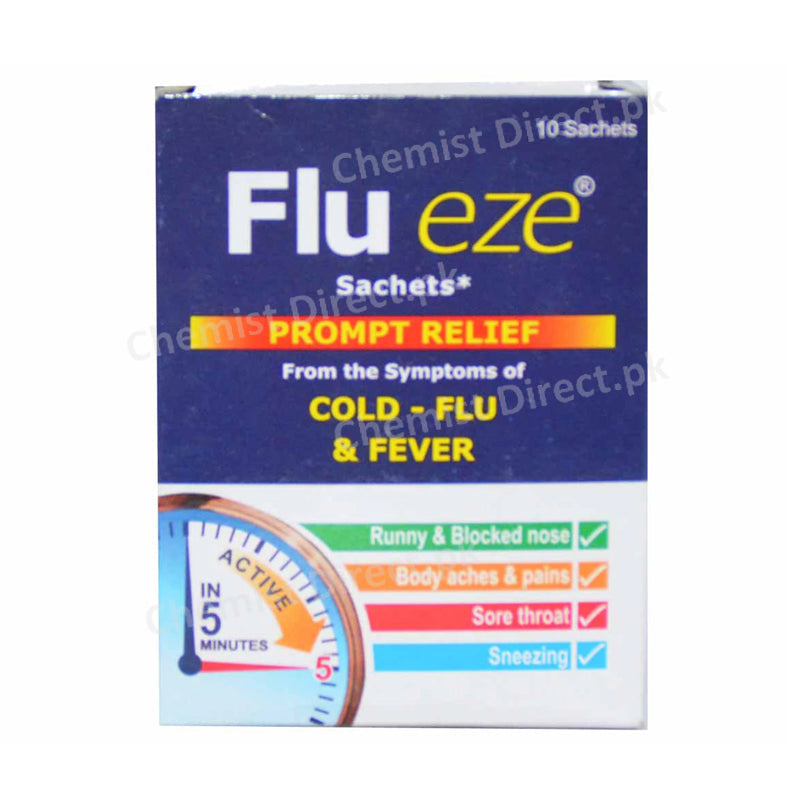 Flu Eze Sachet Werrick Pharmaceuticals Cold Preparations Without Anti Infectives Paracetamol  Pseudoephedrine Mepyramine Maleate Pheniramine Maleate