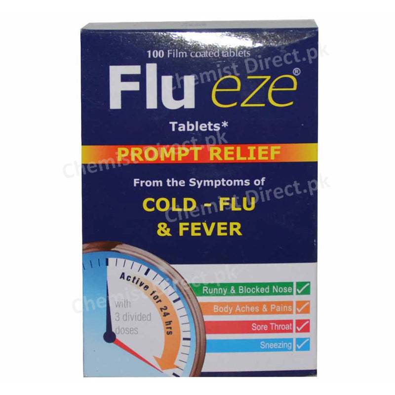 Flu eze Tablet Werrick Pharmaceuticals Cold Preparations Without Anti Infectives Paracetamol Pseudoephedrine Mepyramine Maleate Pheniramine Maleate