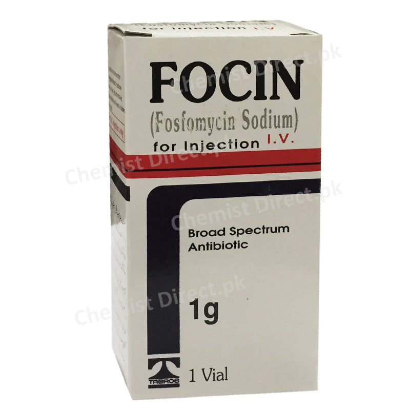 Focin 1g IV Injection Tabros Pharma Anti Bacterial Fosfomycin