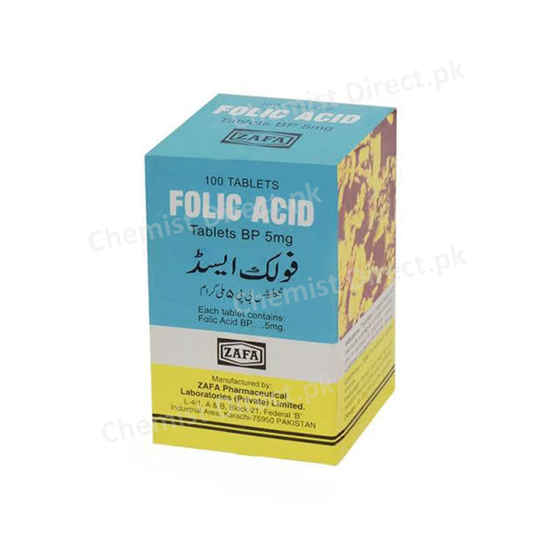Folic Acid Tab 5mg Tablet Zafa Pharma Anti Anemic Folic Acid
