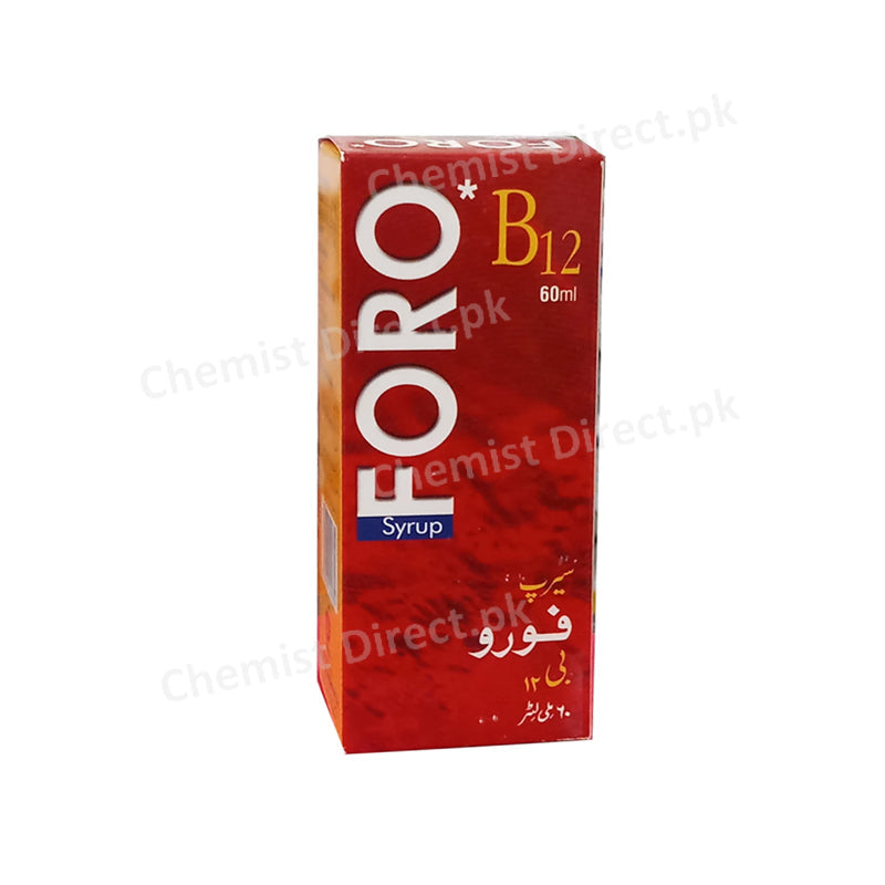 Foro B12 Syrup 60ml AMSONPHARMa  PVT LTD Vitamins Supplements Each 5ml contains Cyanocobalamin 125mcg Folic Acid 0.5mg Orotic Acid 25mg