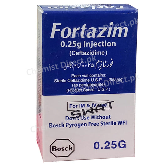 Fortazim 0.25g Injection Bosch Pharmaceuticals Pvt Ltd Cephalosporin Antibiotic Ceftazidime