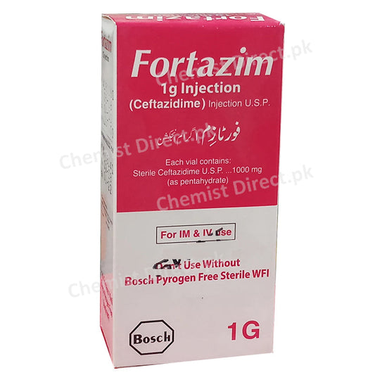 Fortazim-1g Inj Injection Bosch Pharmaceuticals Pvt Ltd Cephalosporin Antibiotic Ceftazidime