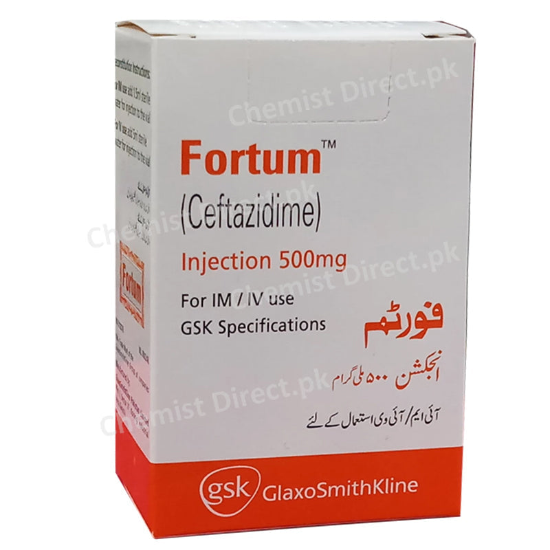 Fortum 500mg Inj Injection Glaxosmithkline PakistanLimited Cephalosporin Antibiotic Ceftazidime