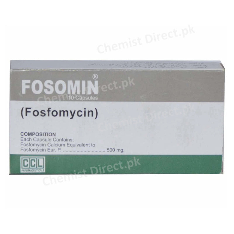 Fosomin 500mg capsule CCl Pharmaceuticals Anti-Bacterial Fosfomycin