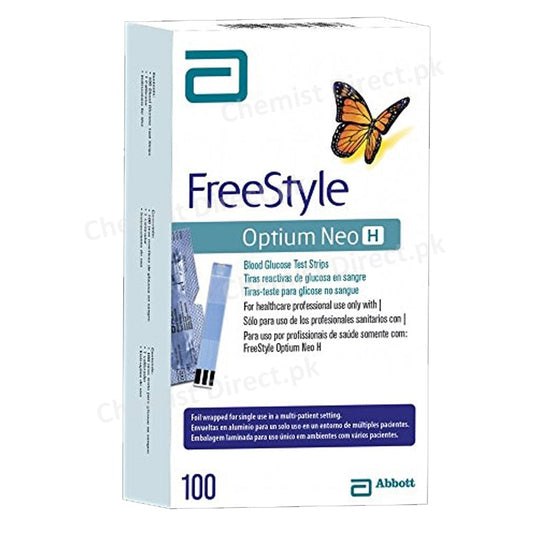 Free Style Optium Neo H Blood Glucose Test Strips Abbott 100