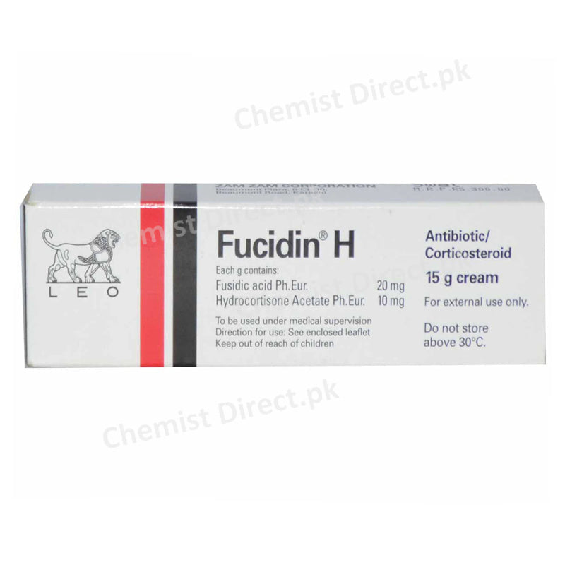 Fucidin-H cream 15gram leo Pharmaceuticals Anti-Bacterial + Corticosteroid Fusidic Acid 2%, Hydrocortisone Acetate 1%