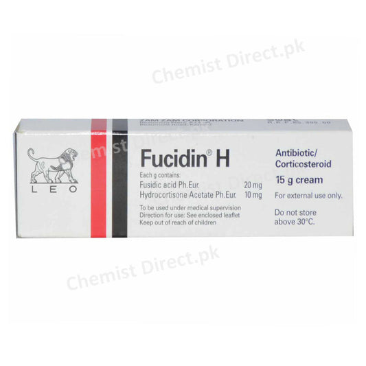 Fucidin-H cream 15gram leo Pharmaceuticals Anti-Bacterial + Corticosteroid Fusidic Acid 2%, Hydrocortisone Acetate 1%