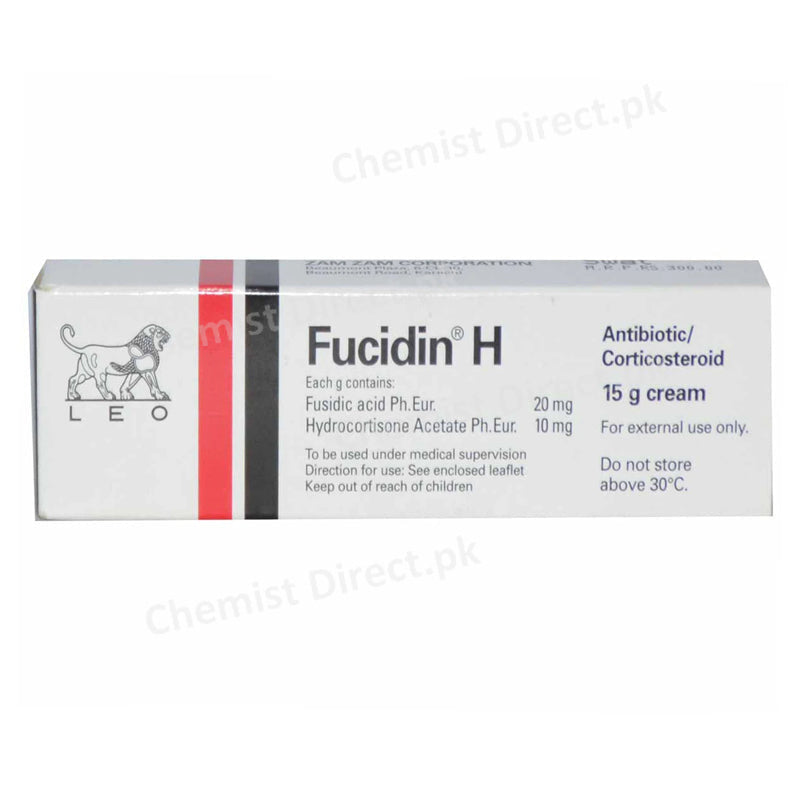 Fucidin-H cream 15gram leo Pharmaceuticals Anti-Bacterial + Corticosteroid Fusidic Acid 2%, Hydrocortisone Acetate 1%