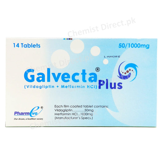 Galvecta Plus 50/1000mg Tablet Pharmevo Oral Hypoglycemic Vildagliptin + Metformin