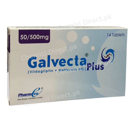 Galvecta Plus 50/500mg Tablet Pharmevo Oral Hypoglycemic Vildagliptin+Metformin Hcl