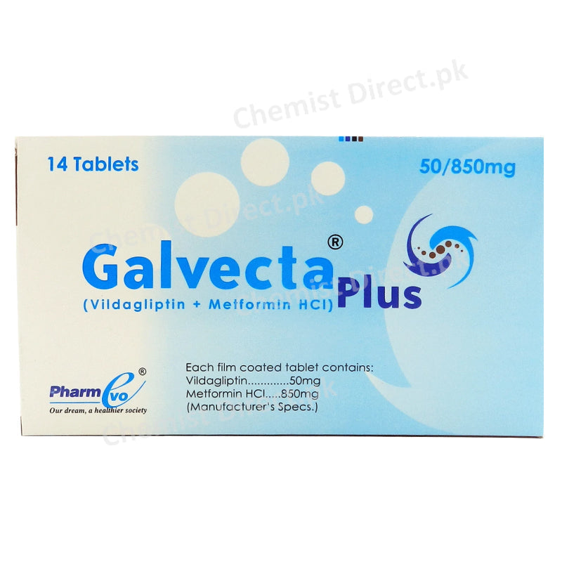 Galvecta Plus 50/850mg Tablet Pharmevo Oral Hypoglycemic Vildagliptin+Metformin