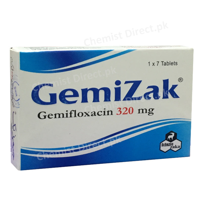 Gemizak 320mg Tablet Anti-Bacterial Gemifloxacin Schazoo Zaka Pharmaceuticals