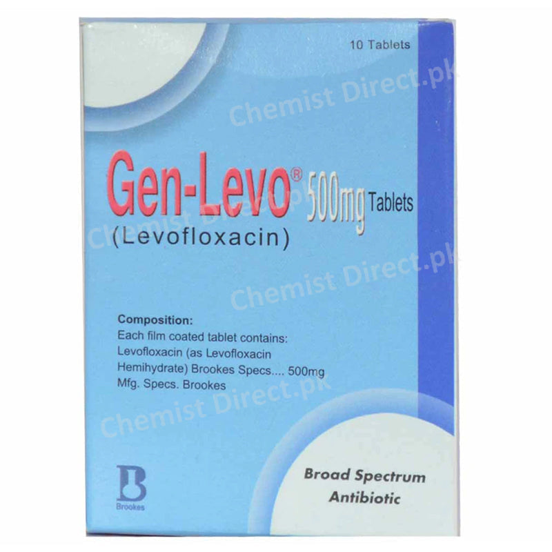 Gen Levo 500mg Tab Tablet Brooke Pharmaceutical Labs Pakistan Ltd Quinolones Anti Bacterial Levofloxacin