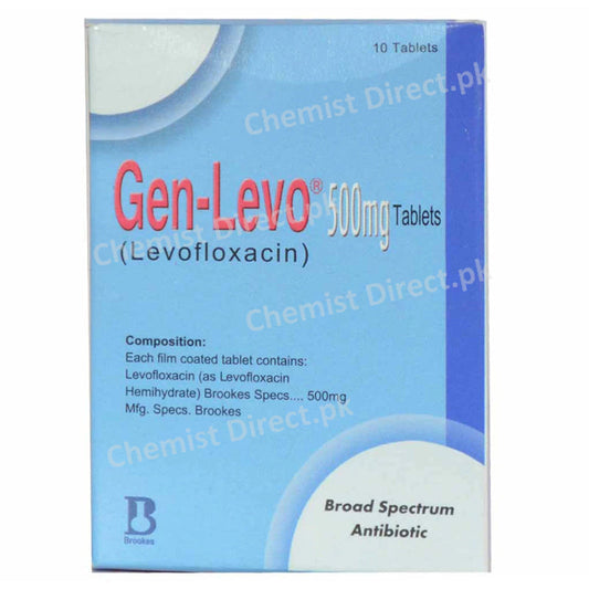 Gen Levo 500mg Tab Tablet Brooke Pharmaceutical Labs Pakistan Ltd Quinolones Anti Bacterial Levofloxacin