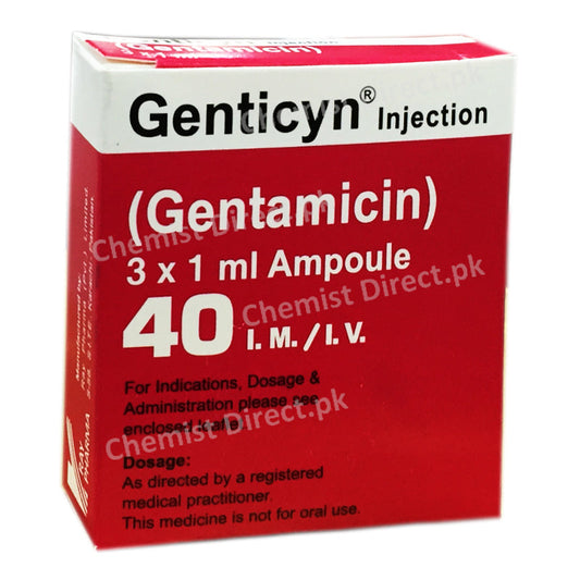 Genticyn 40mg Injection Ray Pharma Aminoglycoside Anti bacterial Gentamicin