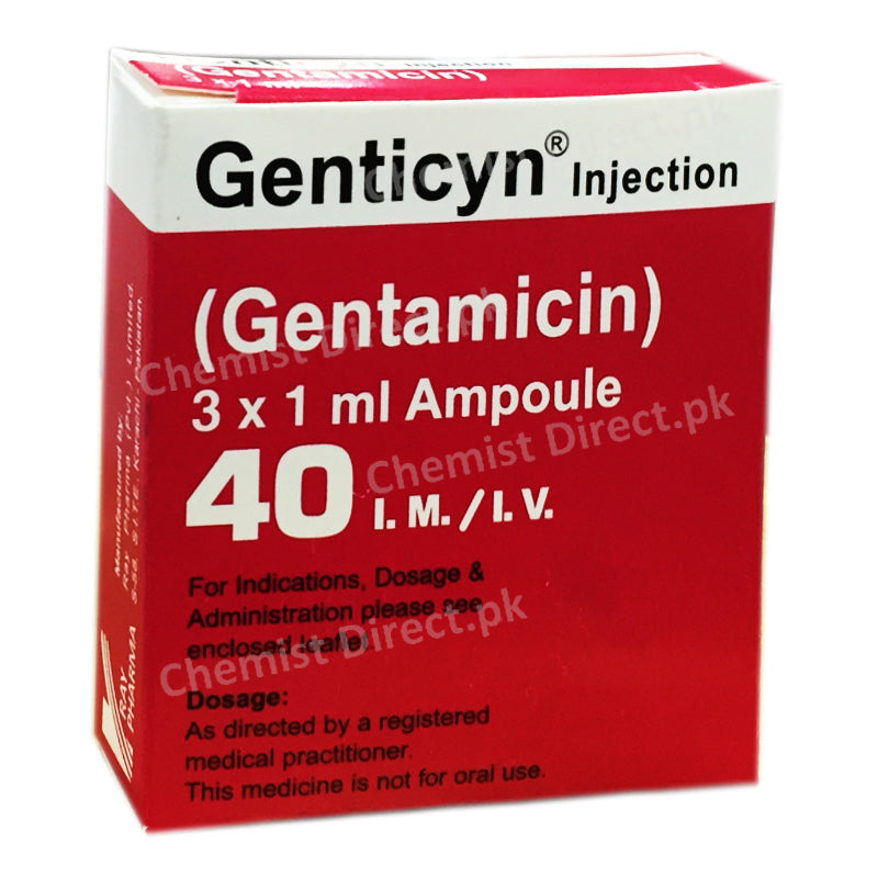 Genticyn 40mg Injection Ray Pharma Aminoglycoside Anti bacterial Gentamicin