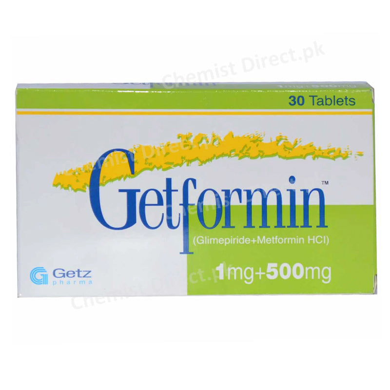 Getformin 1mg 500mg Tab Tablet Getz Pharma Pakistan Pvt Ltd Oral Hypoglycemic Glimepiride 1mg Metformin 500mg