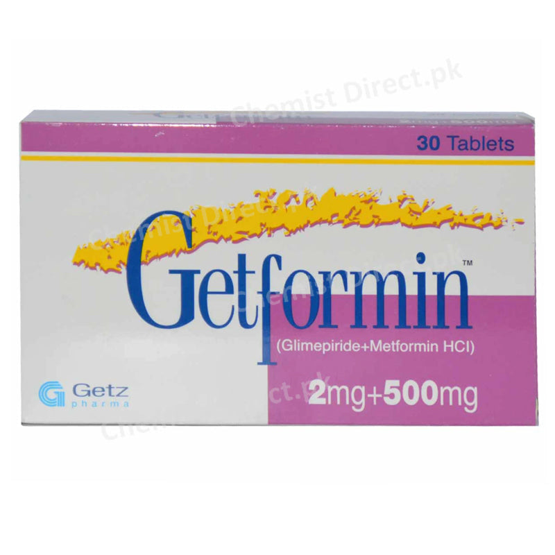 Getformin 2mg 500mg Tab Tablet Getz Pharma Pakistan Pvt Ltd Oral Hypoglycemic Glimepiride 2mg Metformin 500mg