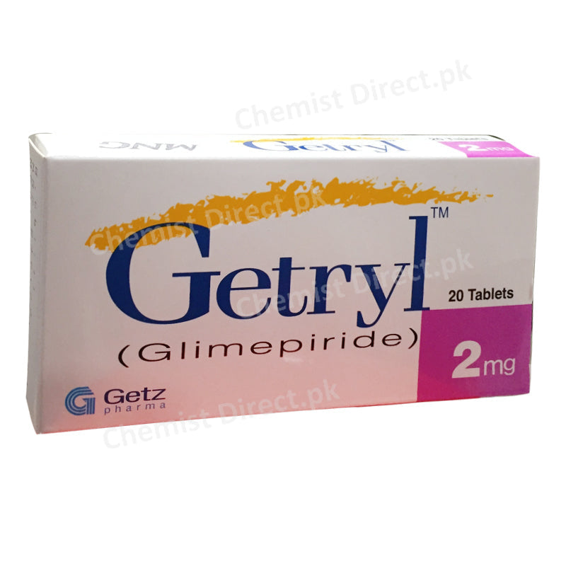 Getryl 2mg Tablet Getz Pharma Pakistan Pvt Ltd Oral Hypoglycemic Glimepiride