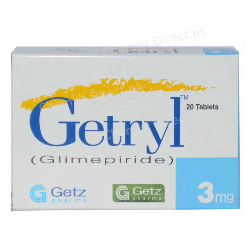 Getryl 3mg Tablet Glimepiride Oral Hypoglycemic Getz Pharma