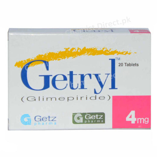 Getryl 4mg Tablet Glimepiride Oral Hypoglycemic Getz Pharma
