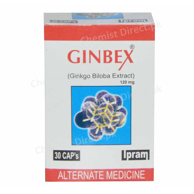 Ginbex 120mg Capsule Ipram International Herbal Vitamin Mineral Ginkgo biloba extract sugar free