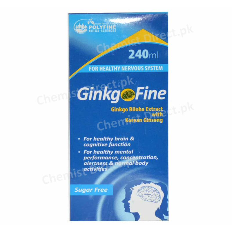 Ginkgofine 240ml Syrup Polyfine Nutra Sciences Suger Free Korea Ginseng