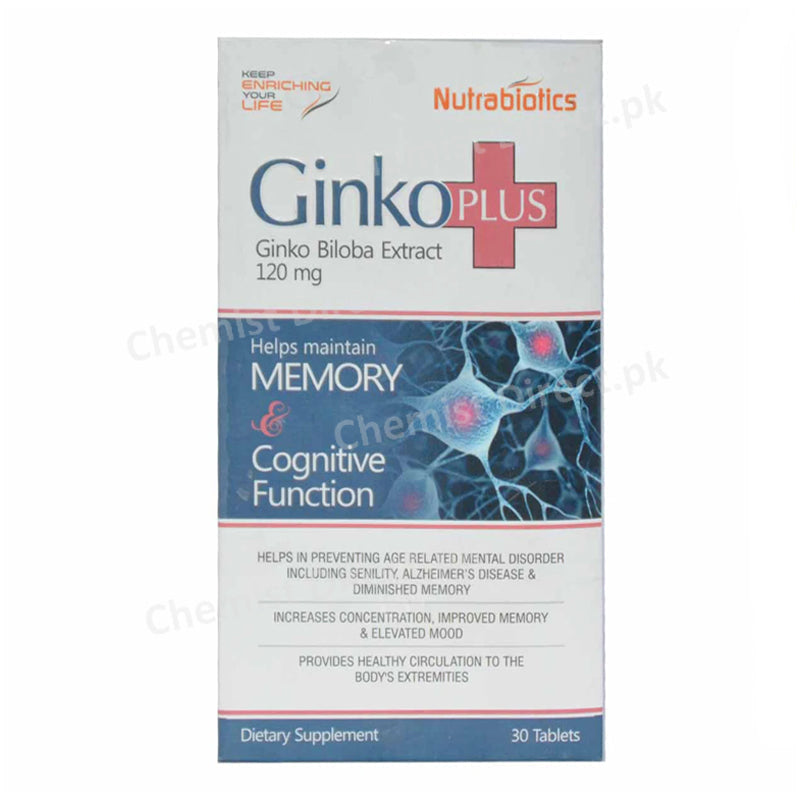 Ginko Plus 120mg Tablet Ginko biloba Nutrabiotics Pharma