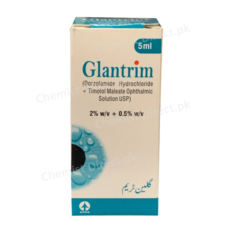 Glantrim Eye Drop 5ml Dorzolamide 2% + Timolol 0.5% Solution Atco Laboratories