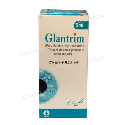 Glantrim Eye Drop 5ml Dorzolamide 2% + Timolol 0.5% Solution Atco Laboratories