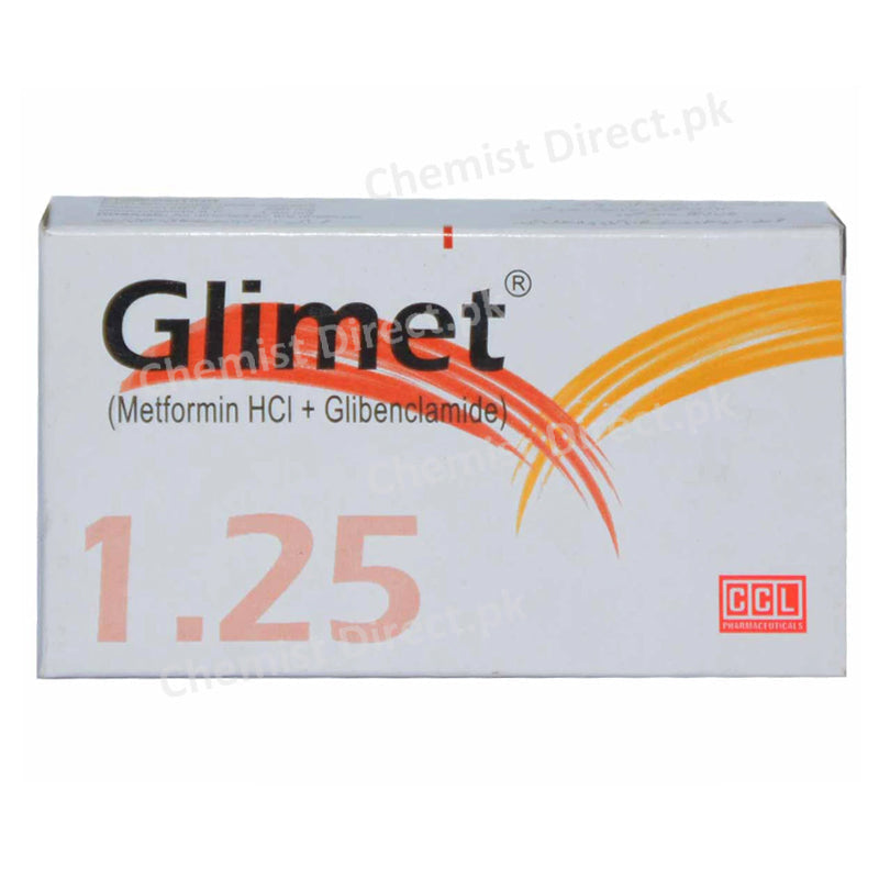 Glimet 1.25mg Tablet Metformin + Glibenclamide CCL Pharmaceuticals Oral Hypoglycemic