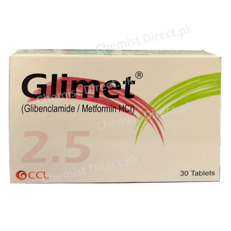 Glimet 2.5mg Tablet Metformin+Glibenclamide CCL Pharmaceuticals Oral Hypoglycemic